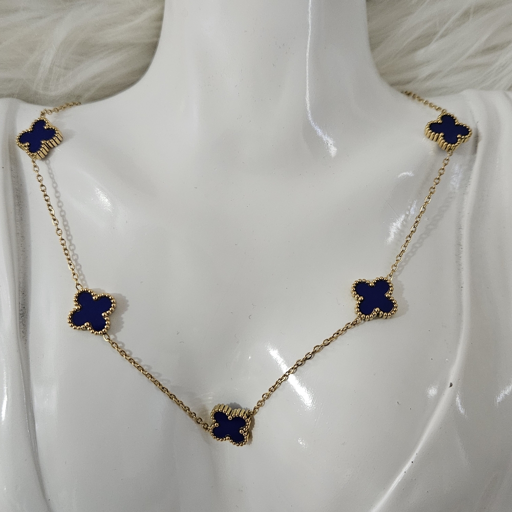 SOLD! SOLD! SOLD Elegant Gold and Blue Clover Necklace